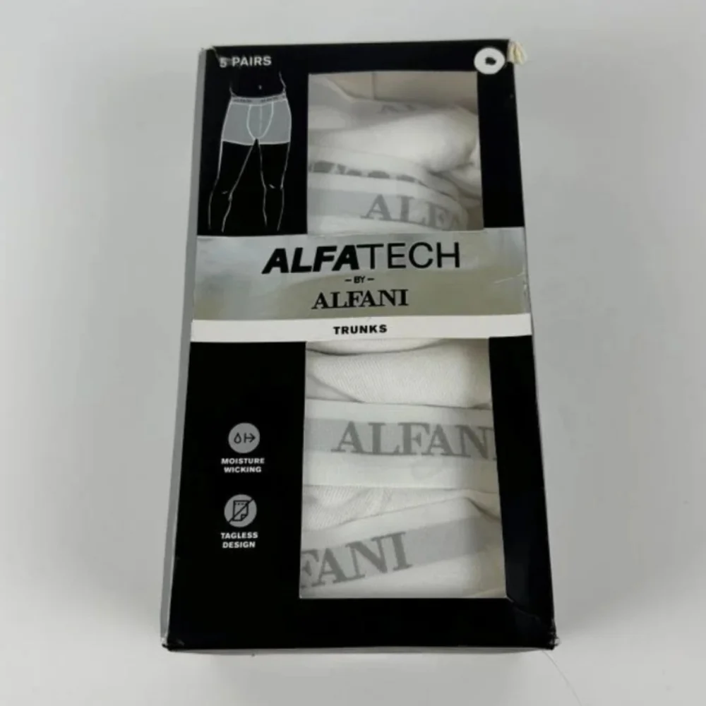 Alfani Men's Alfatech White Tagless Boxer Trunks - 5 Pack Size XL NIB BT-3114